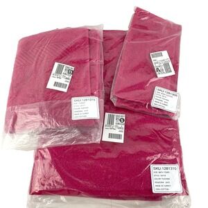 New Coming Home Towel, Tub Mat, Washcloths Matching Set Fuschia Egyptian Cotton